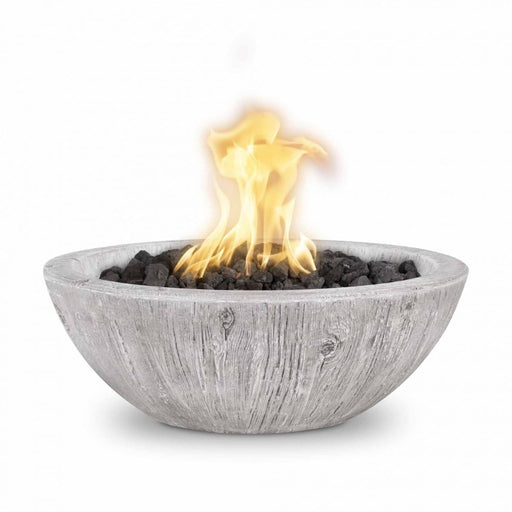 Savannah Fire Bowl - Wood Grain Concrete Color Ivory with Lava Rock