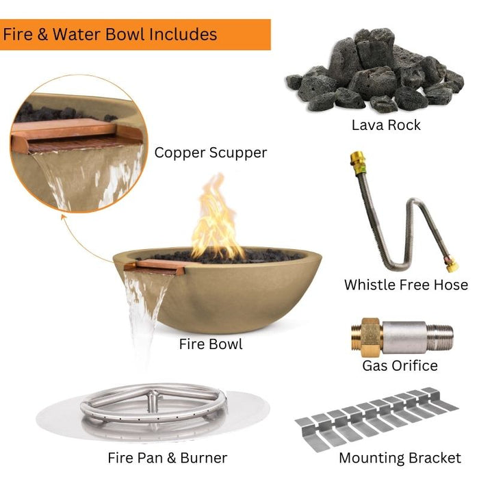 Savannah Fire & Water Bowl - GFRC Concrete Included Items V2