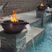 Savannah Fire & Water Bowl - Hammered Copper Placed in Pool Area with Lava Rock V2