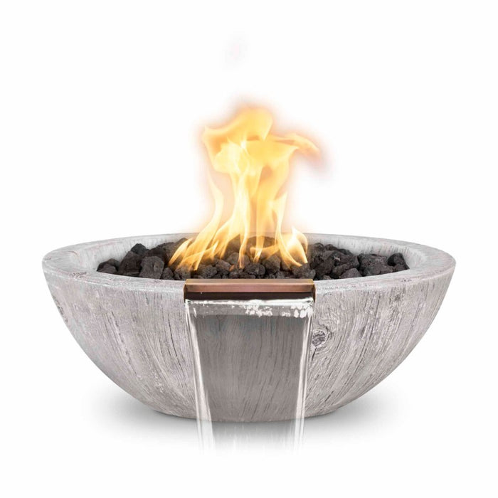 Savannah Fire & Water Bowl - Wood Grain Concrete Ivory with Lava Rock
