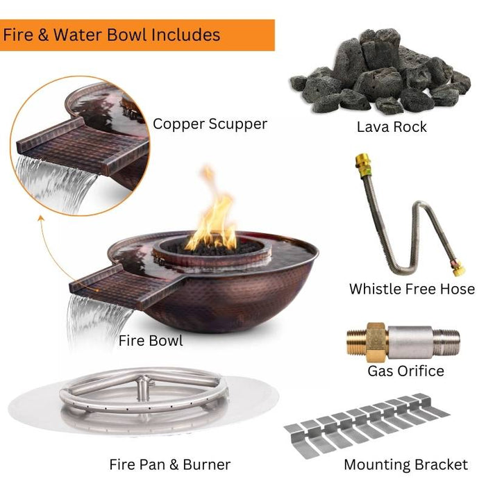 Savannah Gravity Spill Fire & Water Bowl - Hammered Copper Included Items V2