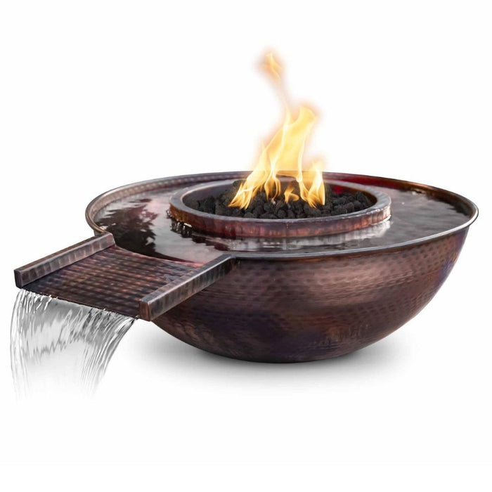 Savannah Gravity Spill Fire & Water Bowl - Hammered Copper with Lava Rock