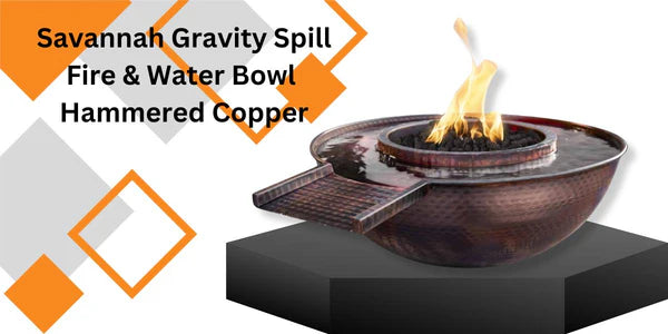 The Outdoor Plus Sedona 27" Gravity Spill Fire & Water Bowl - Hammered Copper