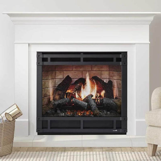 Simplifire Inception 36" Built In Traditional Electric Fireplace with Halston Front Face On built into Wescott Mantel