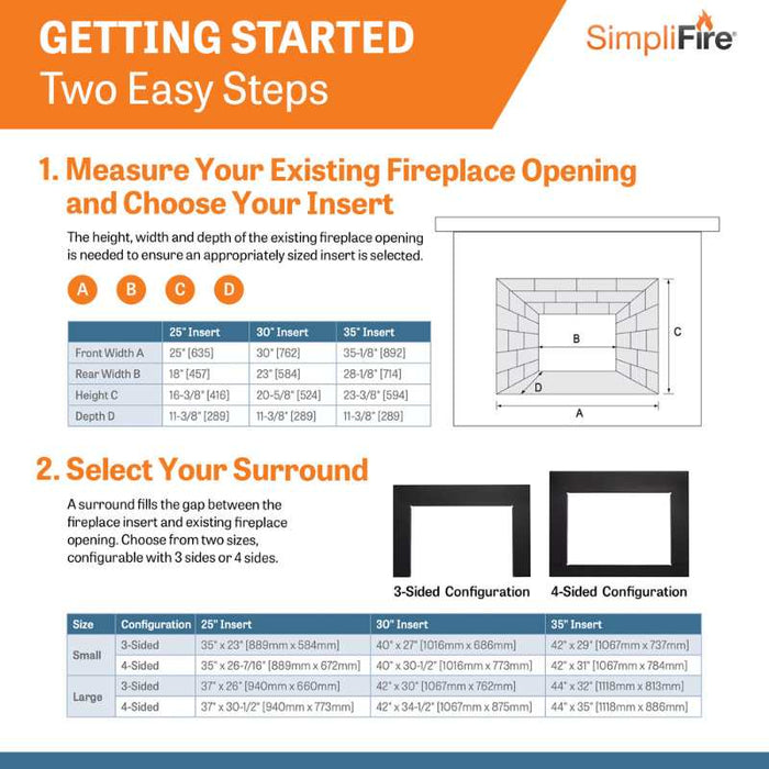 Simplifire 25" Electric Insert Two Easy Steps 