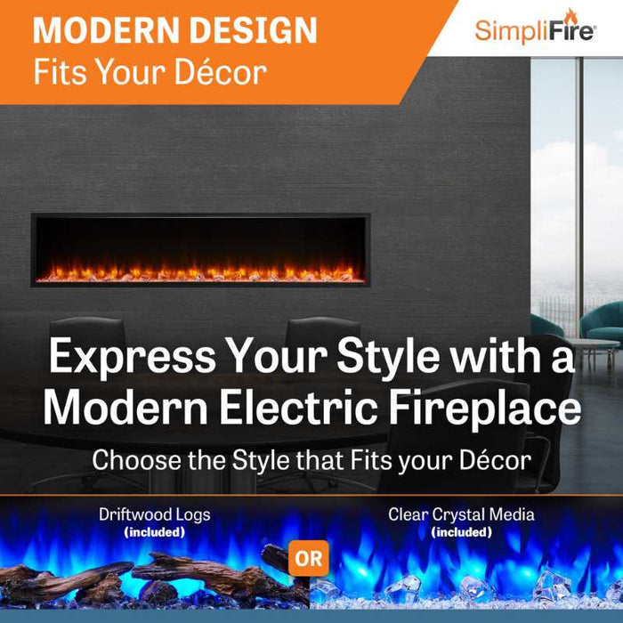 Simplifire Scion 78" Linear Electric Fireplace Modern Design