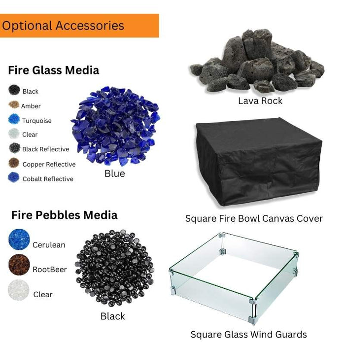 Square Fire Pit Optional Accessories V2