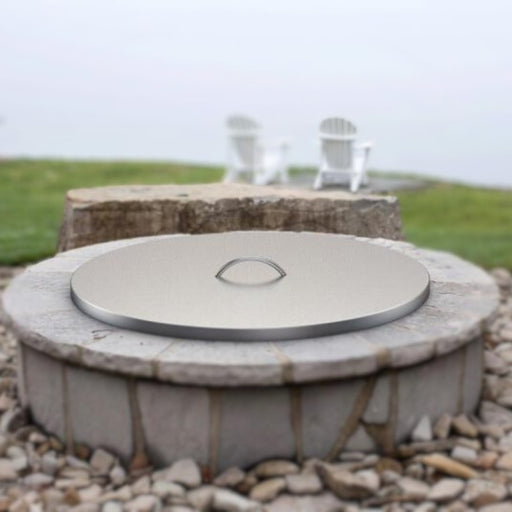 Stainless Steel Cover with Handle  Round Placed in Round Fire Pit