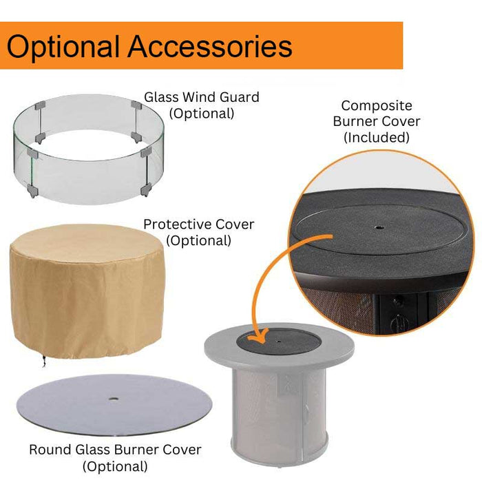 Stonefire Round Gas Fire Pit Table Optional Accessories V1