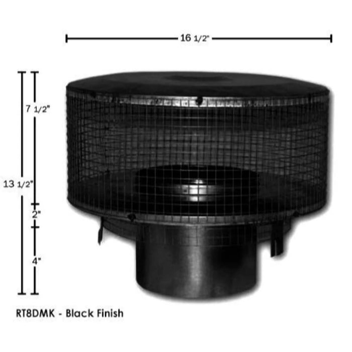 Superior Round Top with Mesh Screen - Black - 8" Chimney System