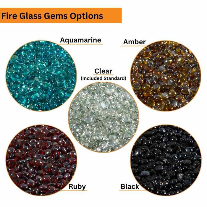 Tempered Fire Glass Gems Aquamarine, Amber, Clear, Ruby and Black