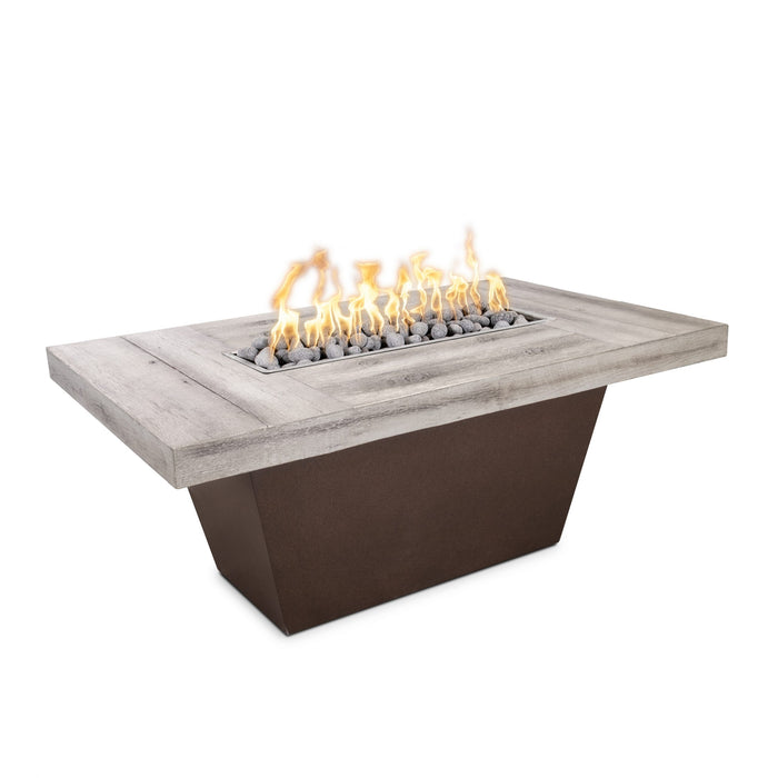 The Outdoor Plus Tacoma Wood Grain and Steel Fire Table