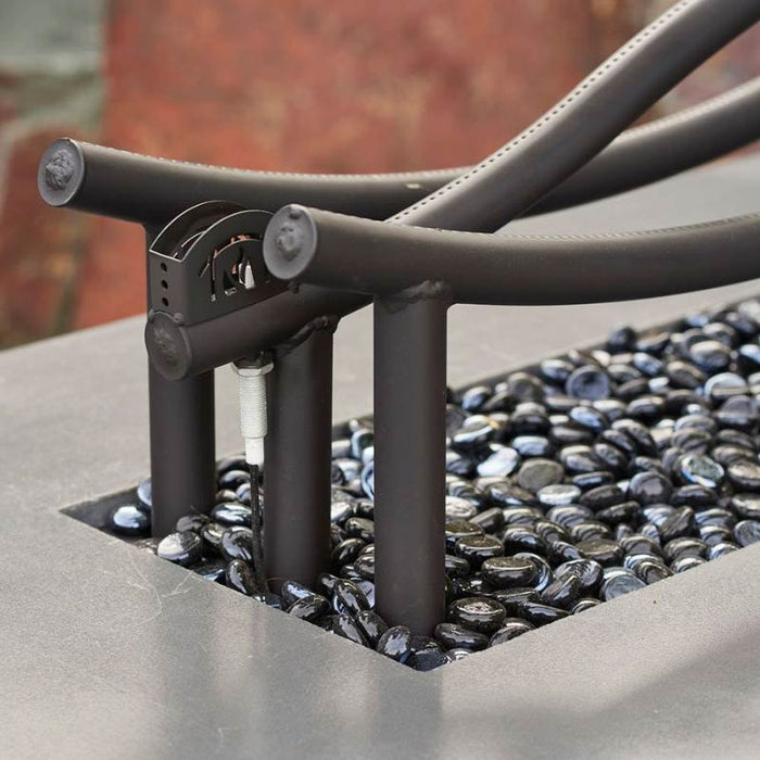 The Outdoor Greatroom 56 Black Wave Gas Fire Pit Burner with Black Tempered Fire Glass Gems Corner Scaled