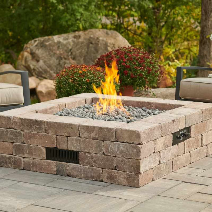 The Outdoor Greatroom Bronson Block Square Gas Fire Pit Kit | BRON51 ...