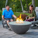 The Outdoor Greatroom Midnight Mist  Cove Edge Round Gas Fire Pit Bowl place at Frontyard with Family with Clear Tempered Fire Glass Gems plus Fire Burner On Scaled