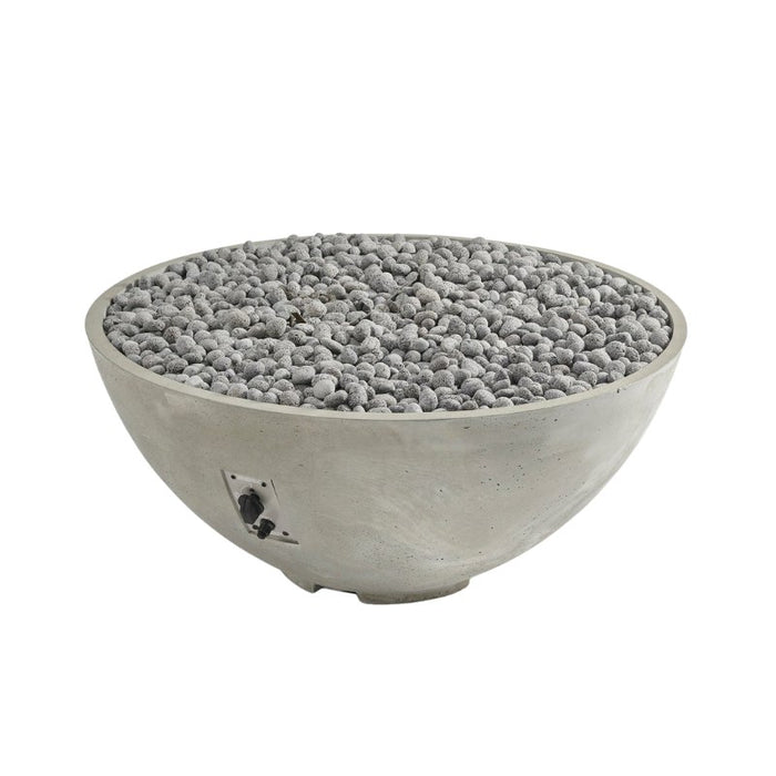 The Outdoor Greatroom Natural Grey Cove Edge Round Gas Fire Pit Bowl with Tumbled Lava Rock