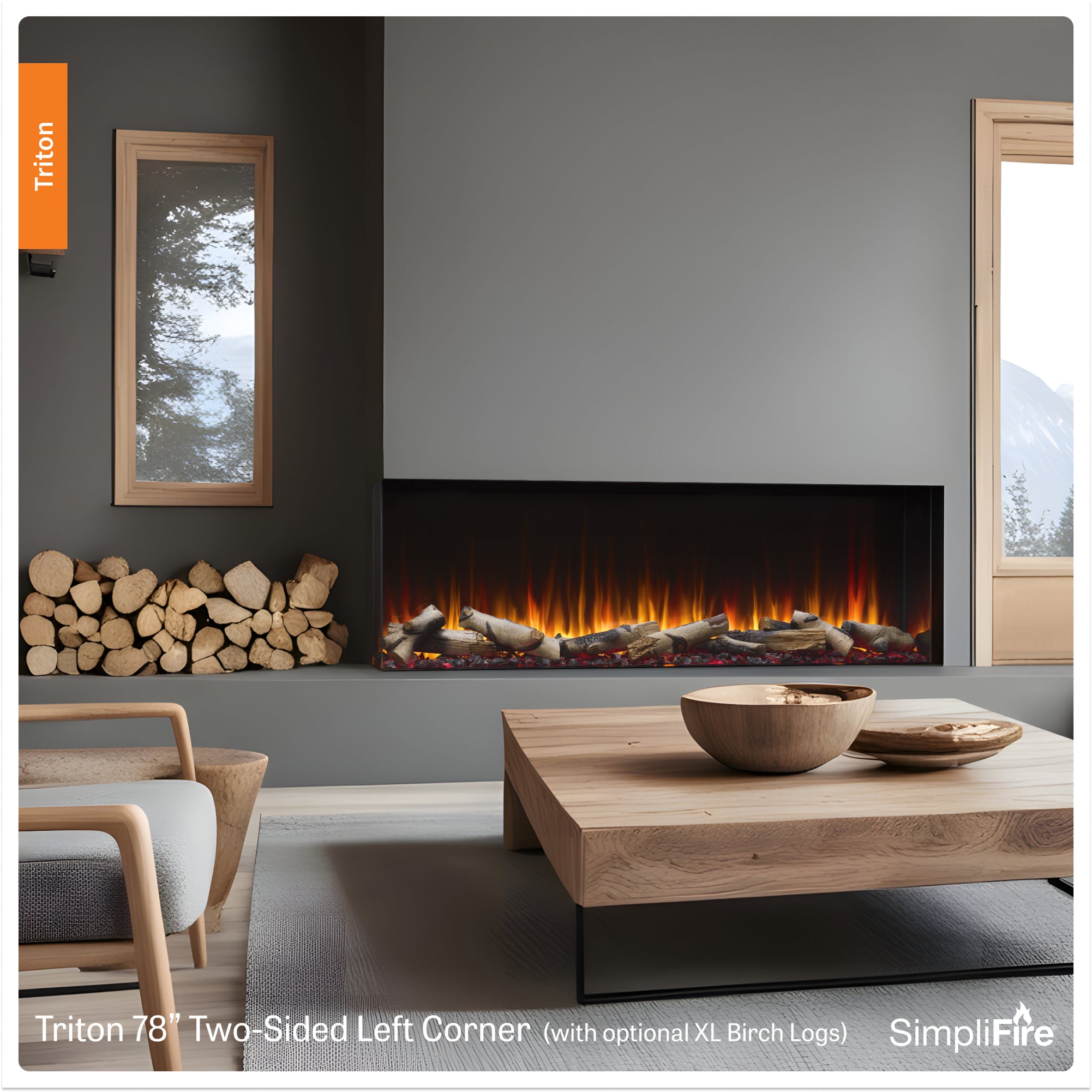 Simplifire Triton 78" Linear Electric Fireplace | SF-TR78 — The Torch Guys