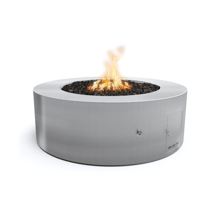 Upland Fire Pit Stainless Steel with Lava Rock plus Fire Burner On White Bachground