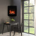 Amantii 24 x 28 Wall-Mount / Corner Electric Fireplace with Black Glass Surround placed near the window.