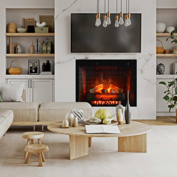 Amantii Fire & Ice Classic 33" Electric Fireplace installed in the living room. 