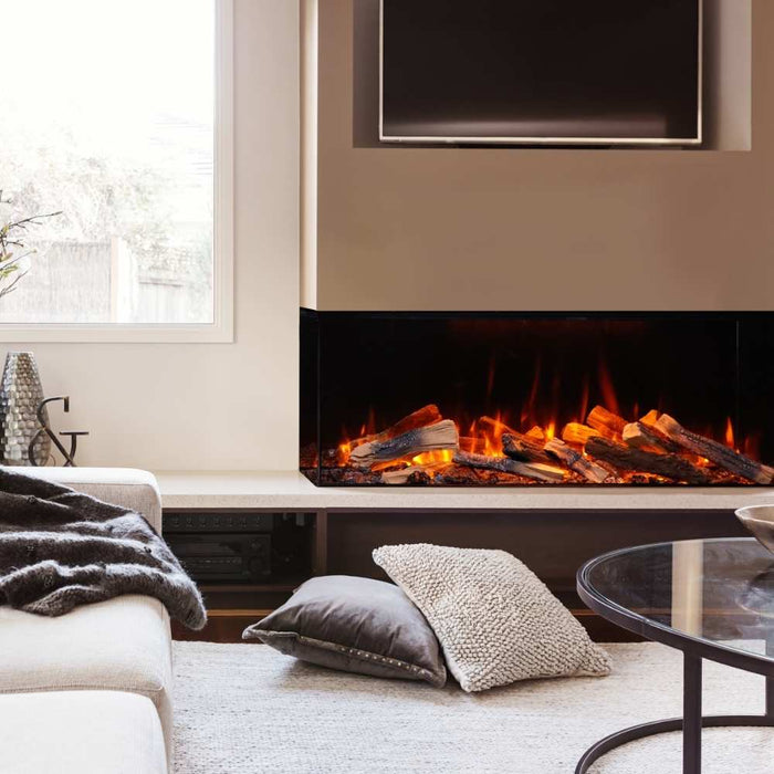 Amantii Fire & Ice Lumaforest 63" 3-Sided Built-In Electric Fireplace LF63 Vibrant Orange Flame with Mirrored Back Panel