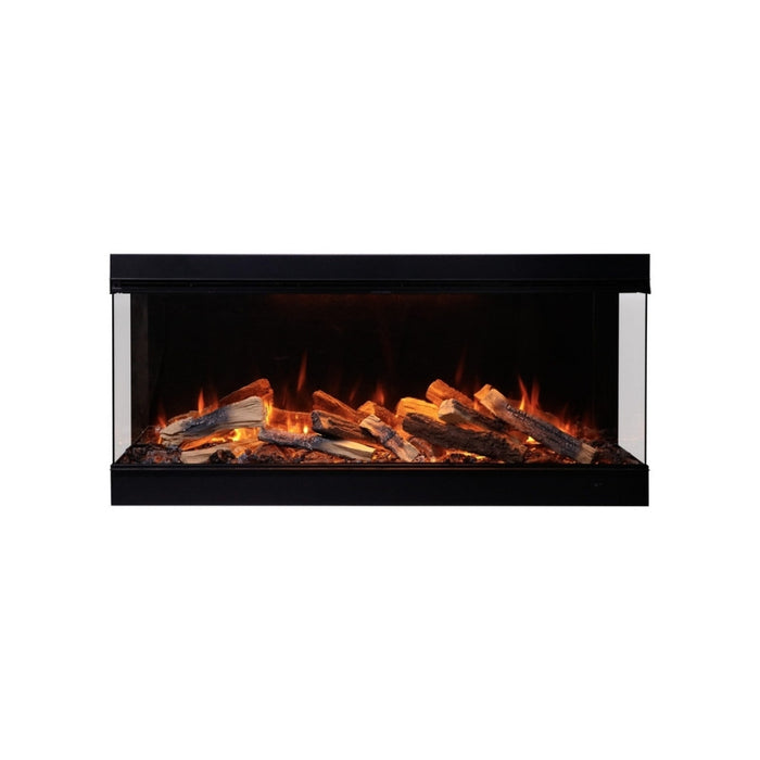 Amantii Fire & Ice Lumaforest 48" 3-Sided Built-In Electric Fireplace LF48-BLK-PDS Canopy & Tray LED Lighting On Vibrant Orange Flame & Orange Ember Bed with Mirrored Back Panel