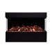 Amantii Fire & Ice Lumaforest 48" 3-Sided Built-In Electric Fireplace LF48-BLK-PDS Vibrant Orange Flame & Orange Ember Bed with Mirrored Back Panel Pedestal Display