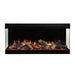 Amantii Fire & Ice Lumaforest 63" 3-Sided Built-In Electric Fireplace LF63-BLK-PDS Vibrant Yellow Flame & Red Ember Bed with Mirrored Back Panel