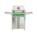 American Outdoor Grill 24" L-Series Portable Gas Grill in green accent panel and cart base.
