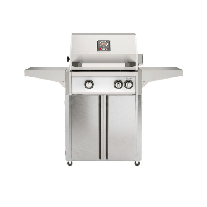 American Outdoor Grill 24" L-Series Portable Gas Grill in white accent panel and cart base.
