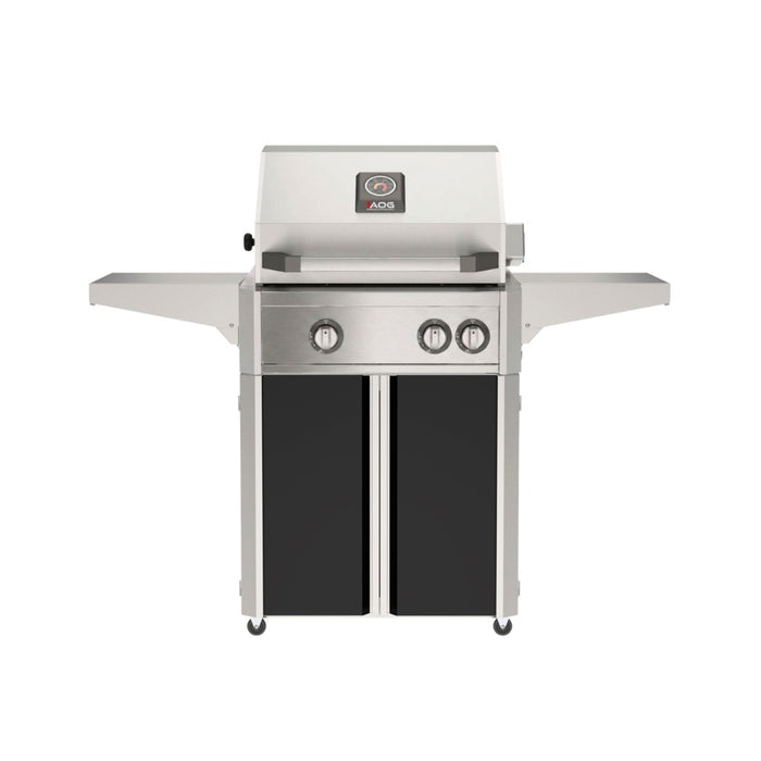 American Outdoor Grill 24" L-Series Portable Gas Grill with black cart accent panel.