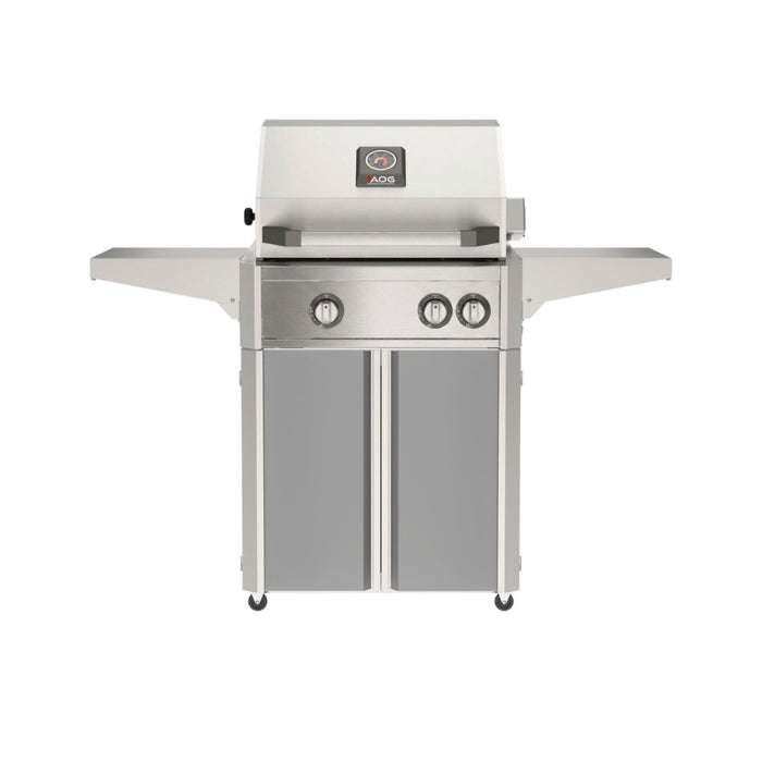 American Outdoor Grill 24" L-Series Portable Gas Grill with gray cart accent panel.
