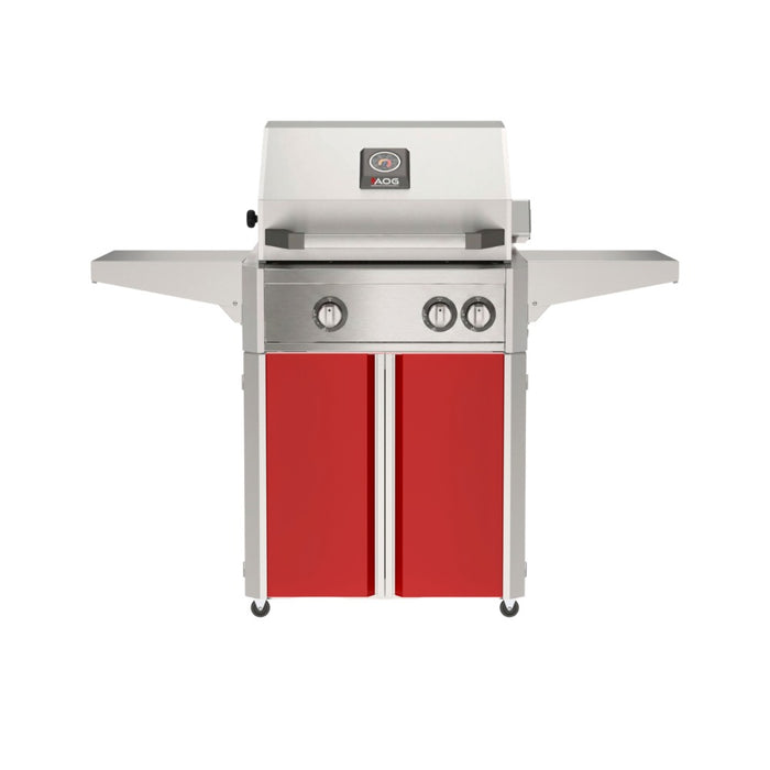 American Outdoor Grill 24" L-Series Portable Gas Grill with red cart accent panel.
