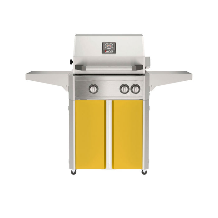 American Outdoor Grill 24" L-Series Portable Gas Grill with yellow cart accent panel.
