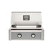 American Outdoor Grill 24" T-Series Built-in Gas Grill (gray)— stainless steel grill head with diamond sear cooking grids and backlit comfort-touch control knobs.