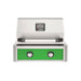 American Outdoor Grill 24" T-Series Built-in Gas Grill (green)— stainless steel grill head with diamond sear cooking grids and backlit comfort-touch control knobs.