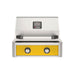 American Outdoor Grill 24" T-Series Built-in Gas Grill (yellow)— stainless steel grill head with diamond sear cooking grids and backlit comfort-touch control knobs.