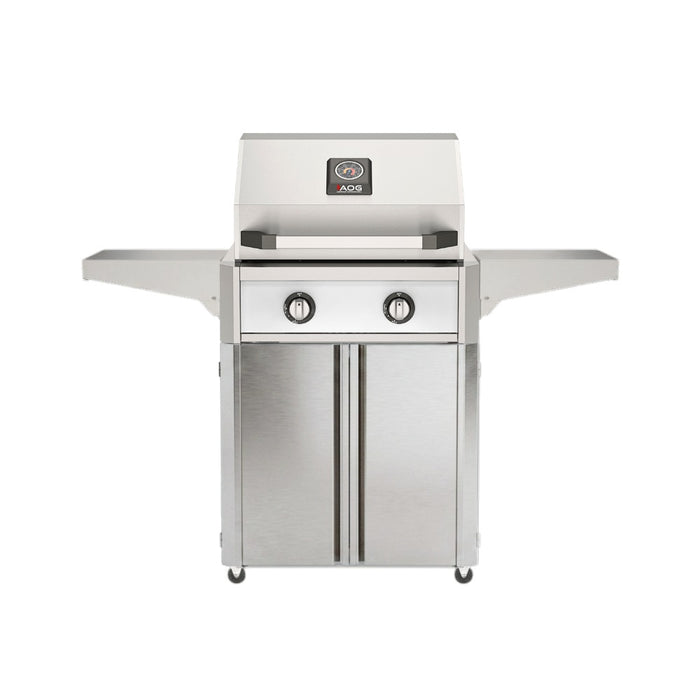 American Outdoor Grill 24" T-Series Portable Gas Grill in white accent panel and cart base.
