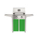 American Outdoor Grill 24" T-Series Portable Gas Grill with green cart accent panel.
