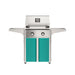 American Outdoor Grill 24" T-Series Portable Gas Grill with teal cart accent panel.
