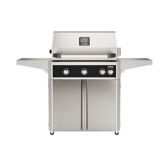American Outdoor Grill 30" L-Series Portable Gas Grill in black accent panel and cart base.
