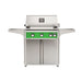 American Outdoor Grill 30" L-Series Portable Gas Grill in green accent panel and cart base.
