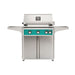 American Outdoor Grill 30" L-Series Portable Gas Grill in teal accent panel and cart base.
