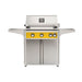 American Outdoor Grill 30" L-Series Portable Gas Grill in yellow accent panel and cart base.
