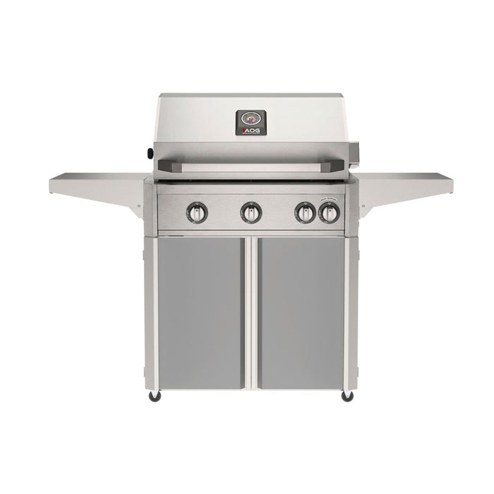 American Outdoor Grill 30" L-Series Portable Gas Grill with gray cart accent panel.
