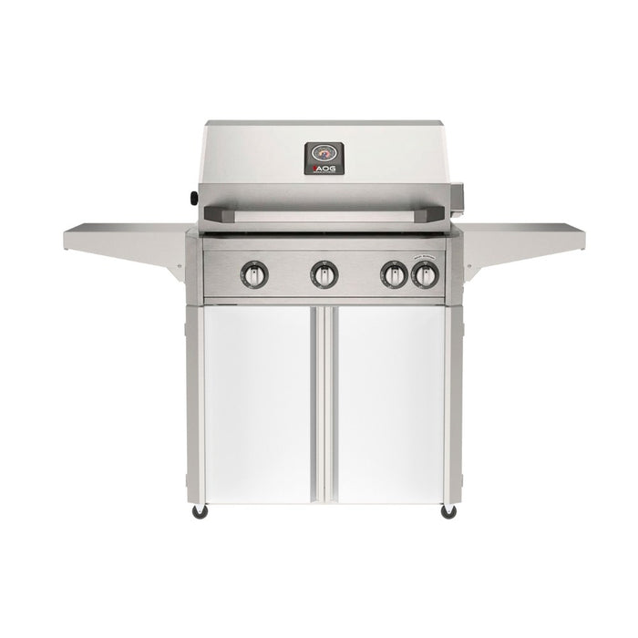 American Outdoor Grill 30" L-Series Portable Gas Grill with white cart accent panel.
