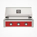 American Outdoor Grill 30" T-Series Built-in Gas Grill (red) — stainless steel grill head with diamond sear cooking grids and backlit comfort-touch control knobs.
