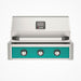 American Outdoor Grill 30" T-Series Built-in Gas Grill (teal)— stainless steel grill head with diamond sear cooking grids and backlit comfort-touch control knobs.