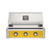 American Outdoor Grill 30" T-Series Built-in Gas Grill (yellow)— stainless steel grill head with diamond sear cooking grids and backlit comfort-touch control knobs.