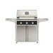 American Outdoor Grill 30" T-Series Portable Gas Grill in black accent panel and cart base.

